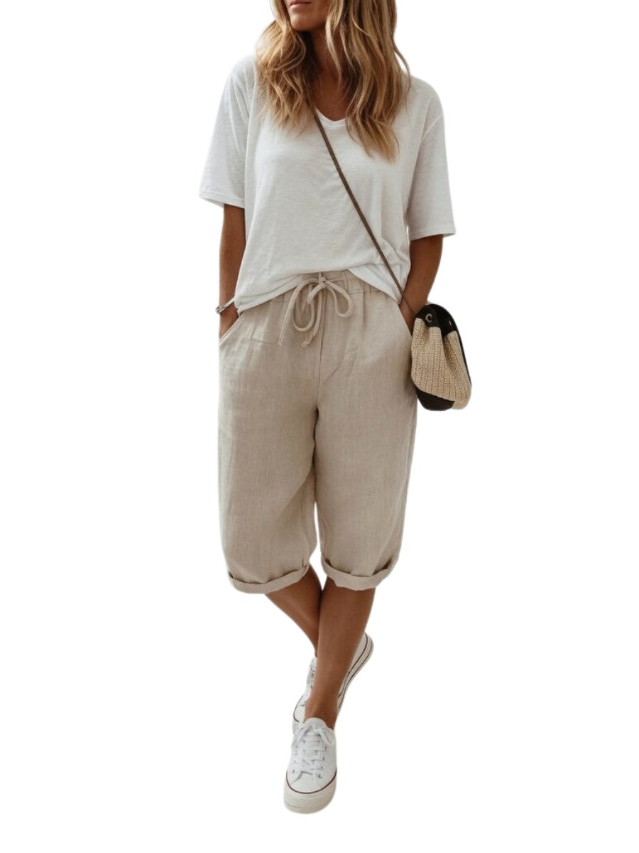 Women's relaxed-fit Bermuda shorts for warm weather comfort & casual summer style.