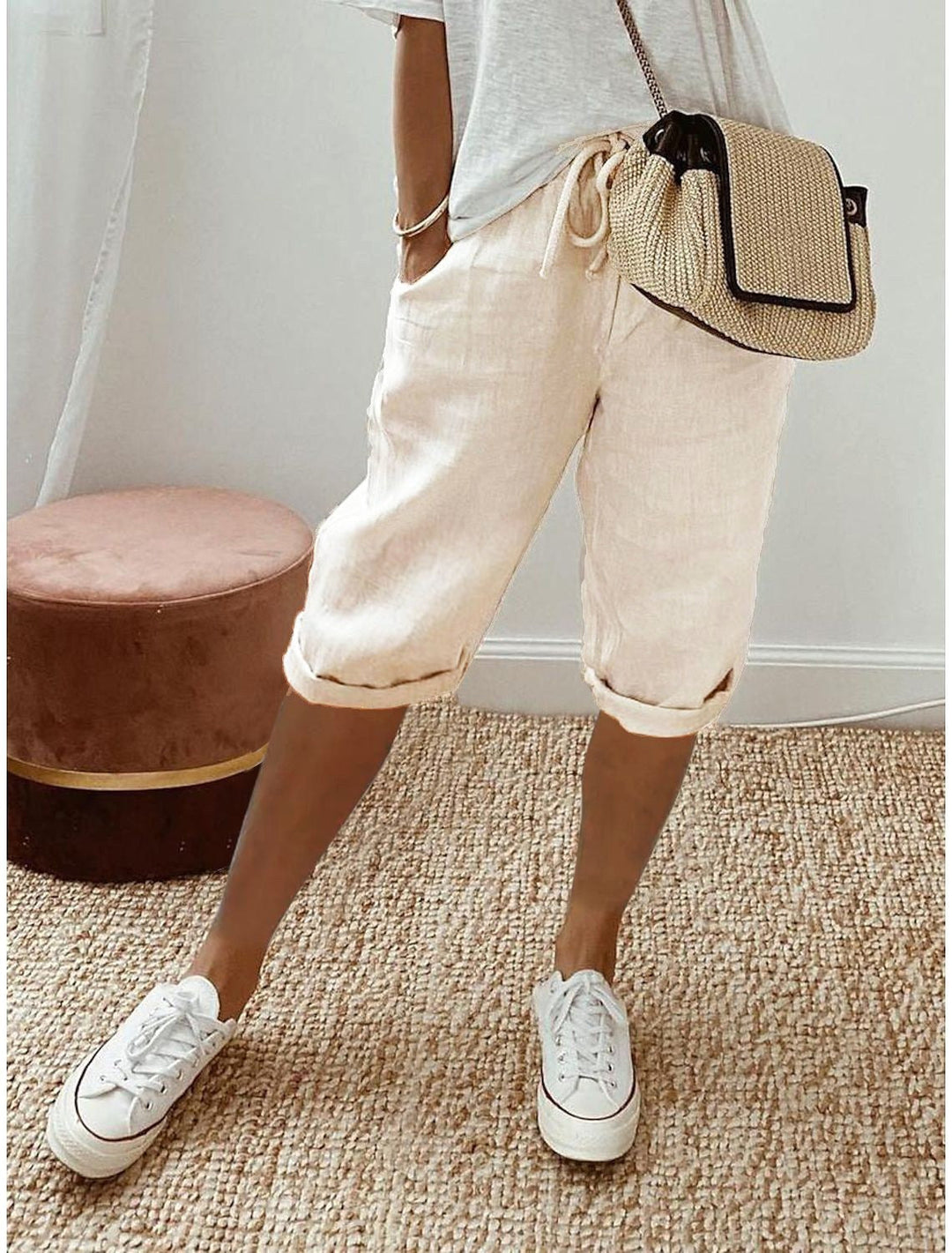 Everyday women's relaxed-fit Bermuda shorts, perfect for comfortable warm weather vacation outfits.