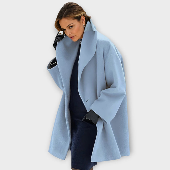 Long sleeve women's wool winter coat, stylish, warm, and windproof, perfect elegant outerwear for ladies.