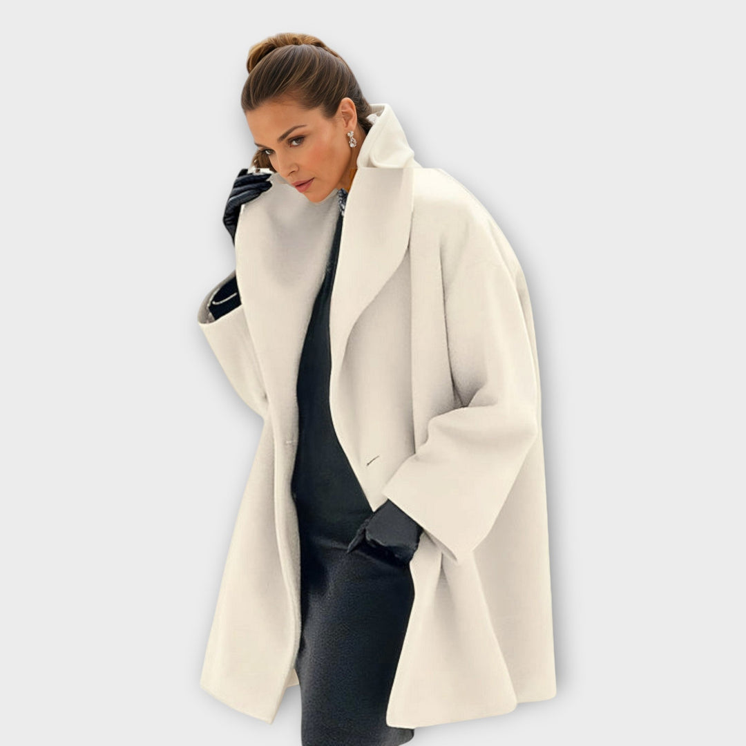 Stylish women's wool coat, warm, windproof, and oversized fit, ideal elegant winter outerwear.