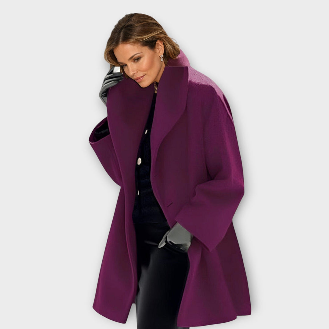 Women's windproof winter coat, a stylish and warm wool jacket with an elegant oversized fit.
