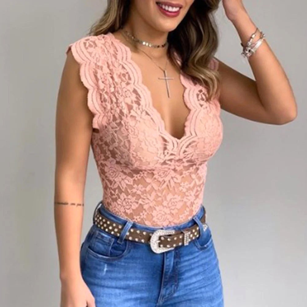 Chic women's short sleeve top, V-neck, fitted, perfect for an evening out.