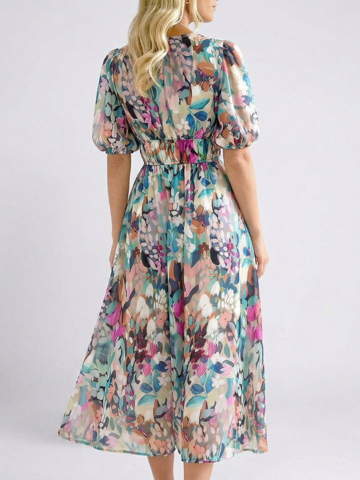 Jasmine | Women's Floral V Neck Midi Dress - Floral - Image 2