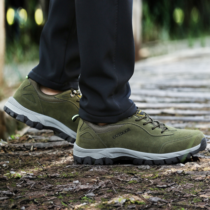 Men's Jasper orthopedic walking shoes in a natural setting, highlighting ultimate support & comfort.