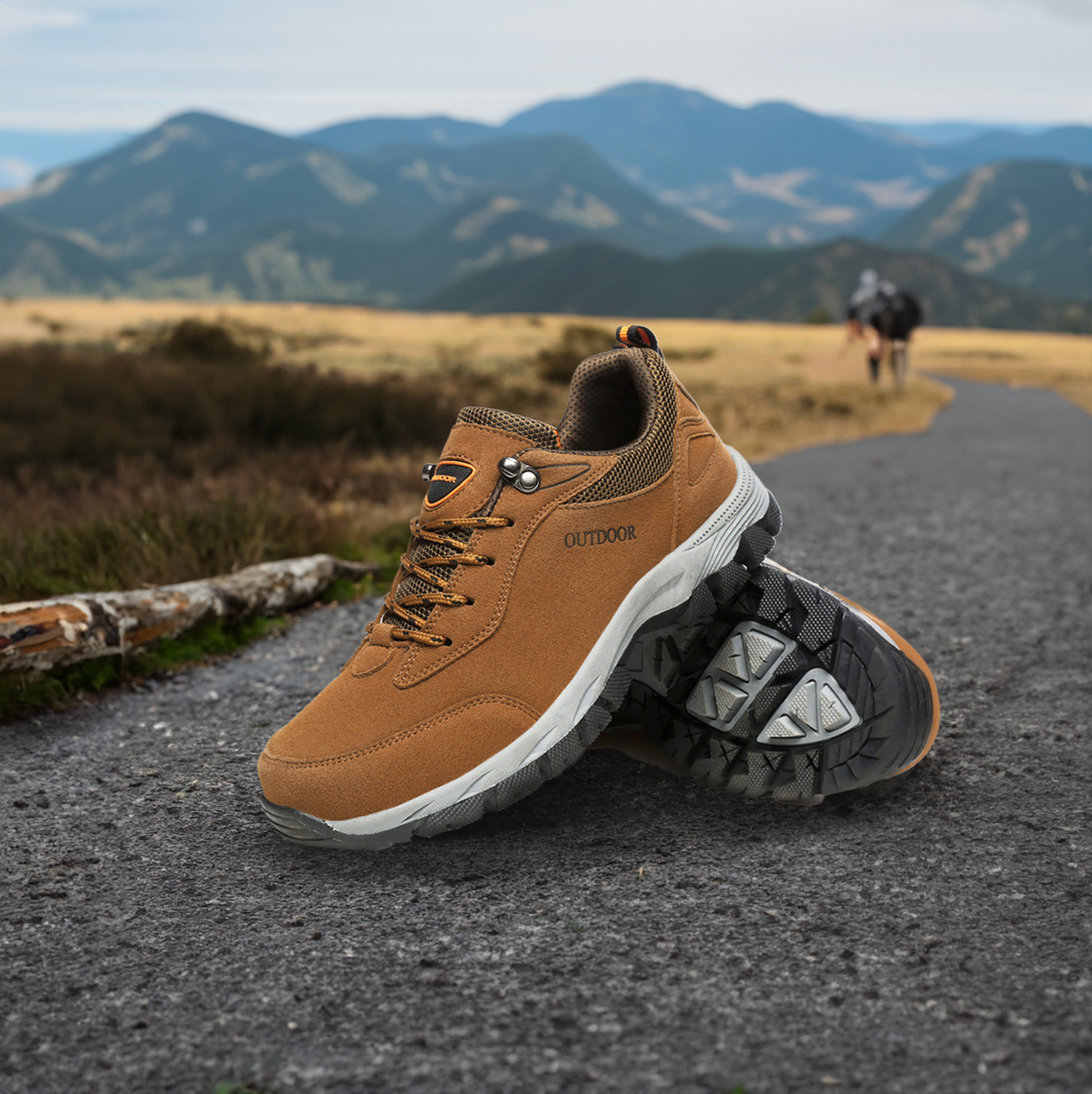 Secure lace-up system on Men's Jasper orthopedic shoes, ensuring comfortable support for active men.