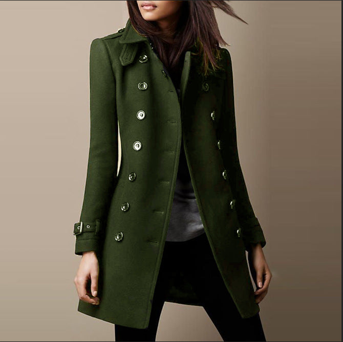 Jasper | Women's Double Breasted Long Coat - Black - Image 2
