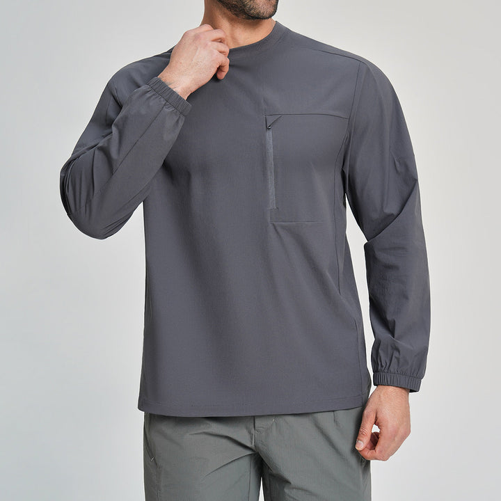 Men's light green long sleeve fishing shirt for all-day comfort, sun protection & outdoor adventures.