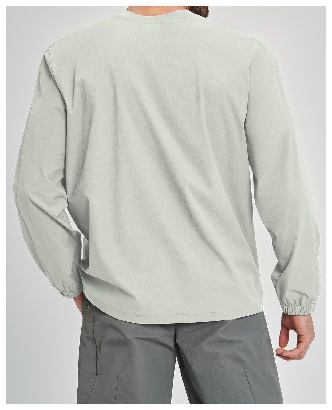 Men's black long sleeve fishing shirt, sporty activewear with crew neck, perfect for outdoor hiking & fishing.