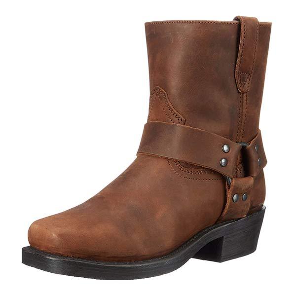 Men's orthopedic cowboy boots, classic brown leather western style, comfortable for all-day wear.