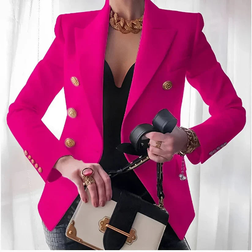 Women's Double Breasted Blazer with Gold Buttons