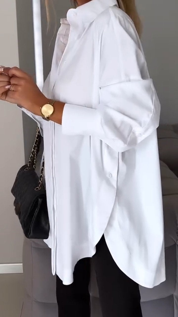 Versatile women's lapel blouse, elegant long-sleeve shirt for a contemporary formal look.