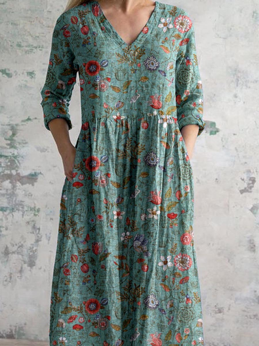 Relaxed fit women's green midi dress, offering vibrant style and comfort for casual summer outings.