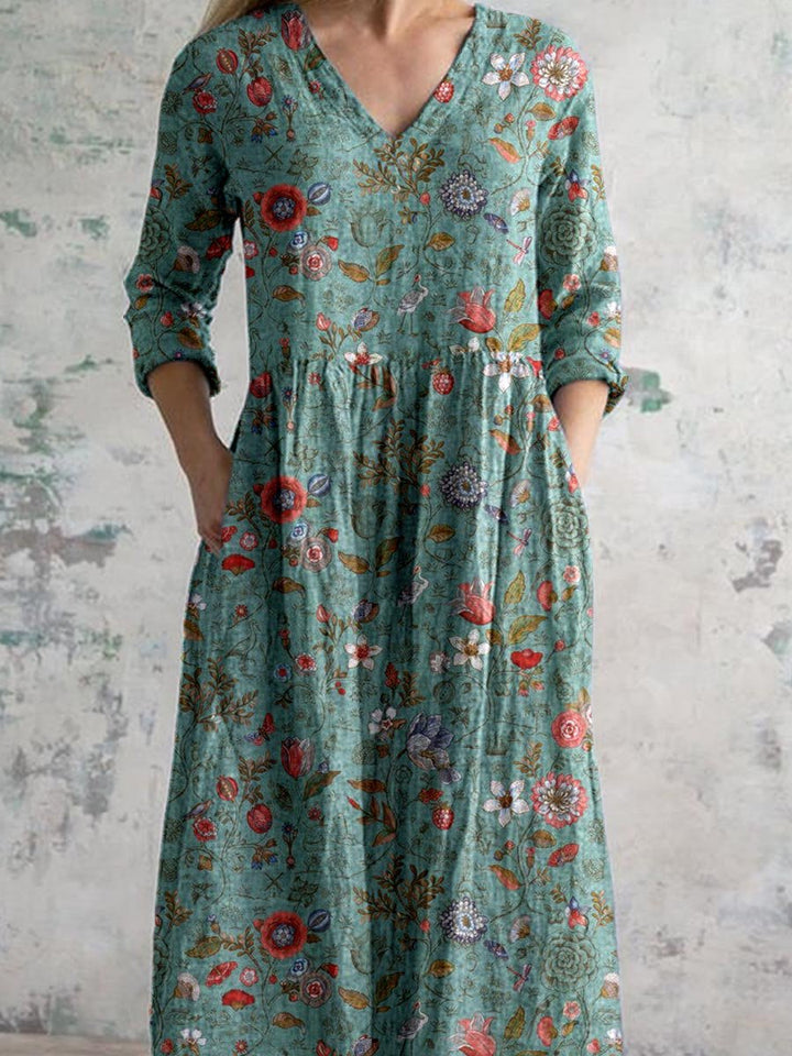 Relaxed fit women's green midi dress, offering vibrant style and comfort for casual summer outings.