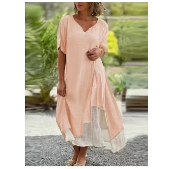 Women's Layered Asymmetric Midi Dress