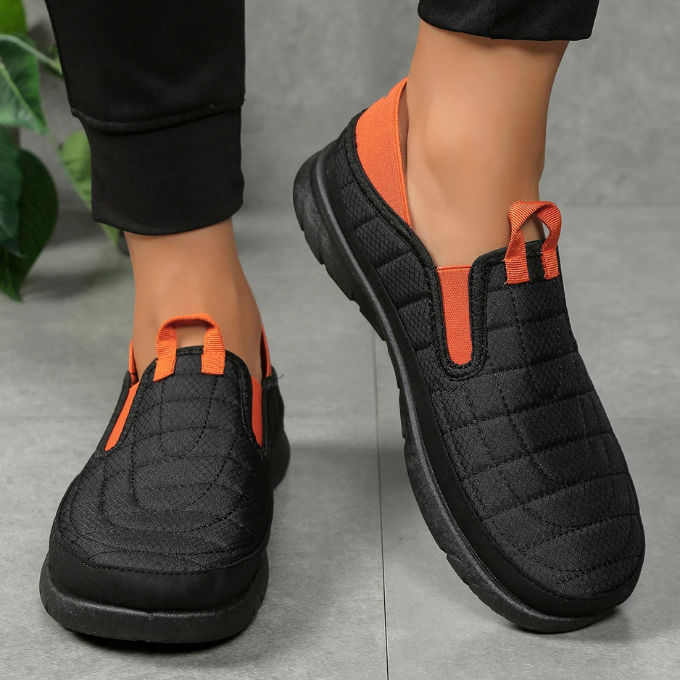 Men's casual comfort footwear, orthopedic slip-on with quilted design & cushioned sole.