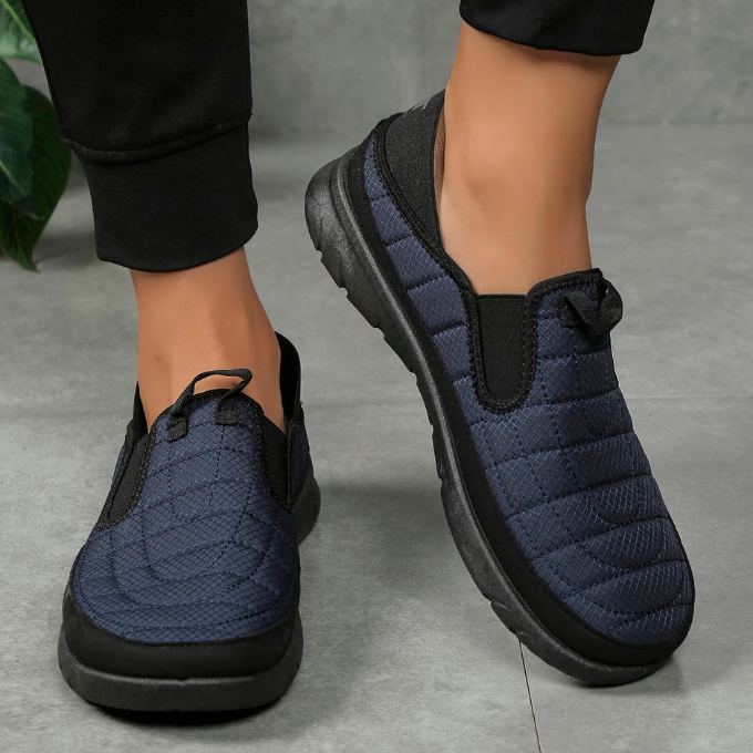 Casual men's orthopedic slip-on shoes, quilted for cozy daily wear & foot support.