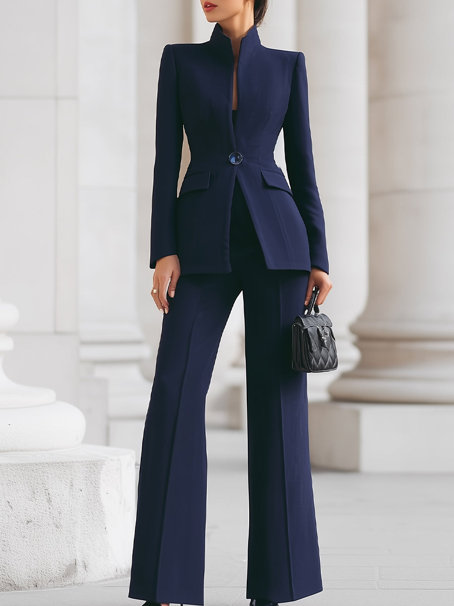 Juniper | Women's Navy Blazer Pants Suit Set - Navy - Image 1