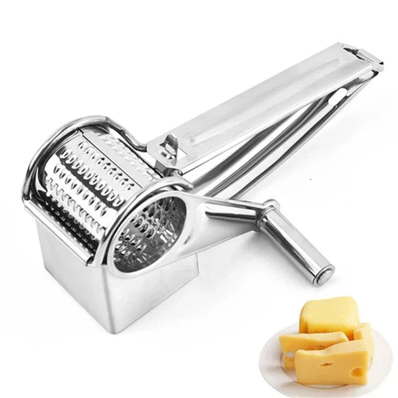 Ergonomic manual rotary cheese grater, perfect for quick & safe kitchen food preparation.