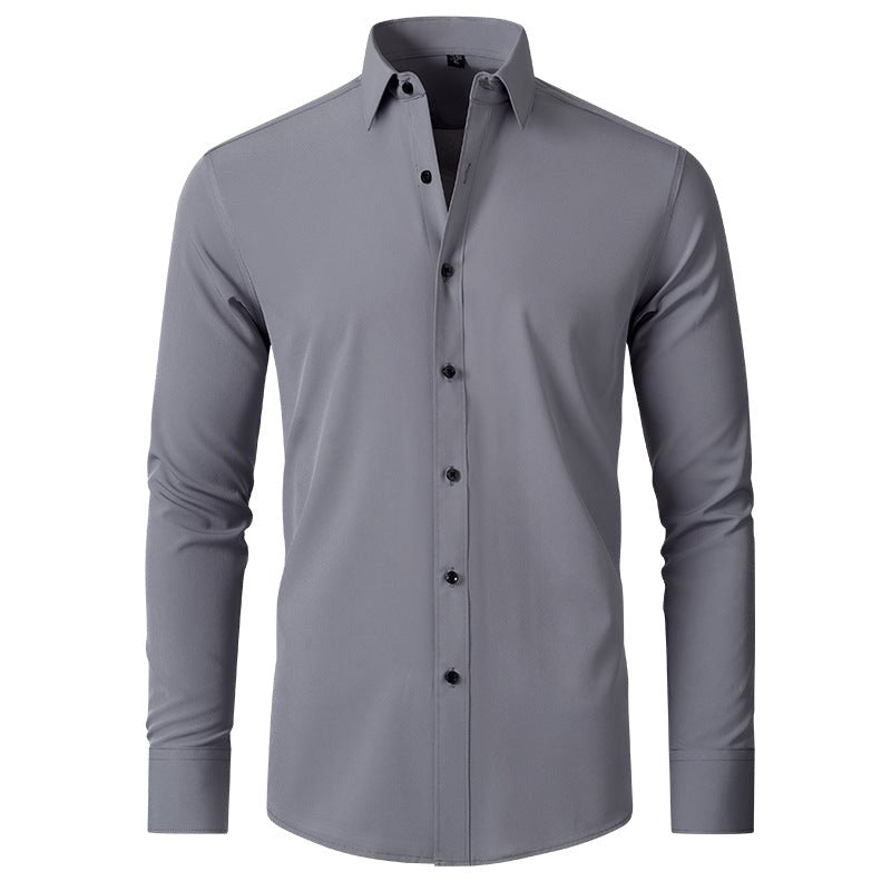 Classic men's slim fit long sleeve shirt, tailored with stretch for ultimate comfort.