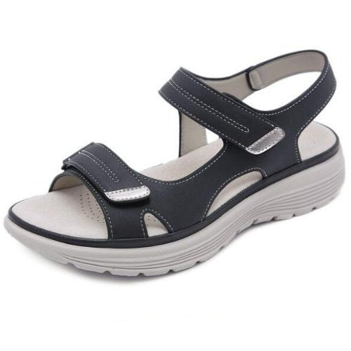 Women's polished orthopedic sandals with arch support for comfortable summer walking shoes.