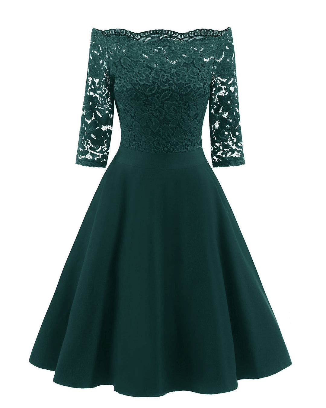 Chic women's off-shoulder midi dress. Elegant formal or cocktail party wear, suitable for evening special occasions.