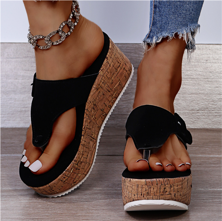 Women's Cork Wedge Thong Sandals