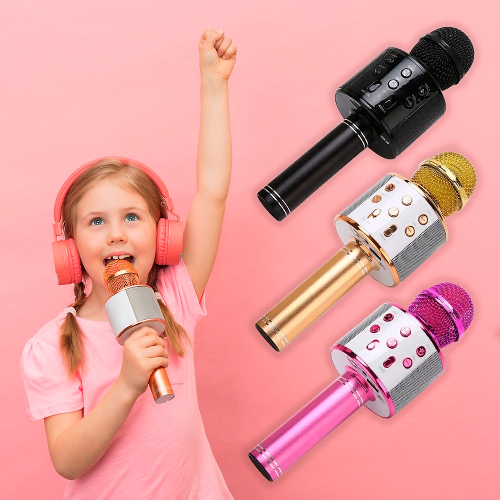 Karaoke microphone with Bluetooth & speaker. Wireless for party entertainment, singing & music with enhanced bass.