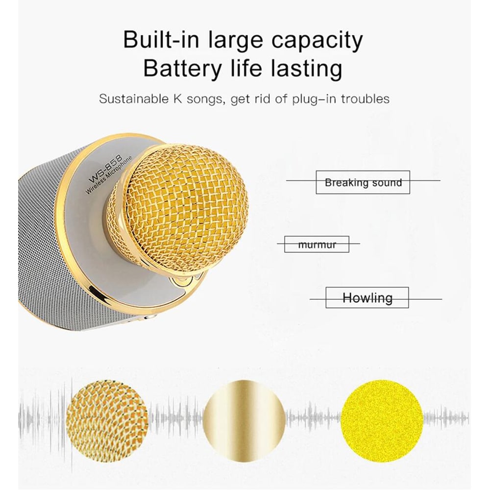 Wireless karaoke speaker & microphone. Unisex design, Bluetooth connectivity, enhanced bass for party entertainment.