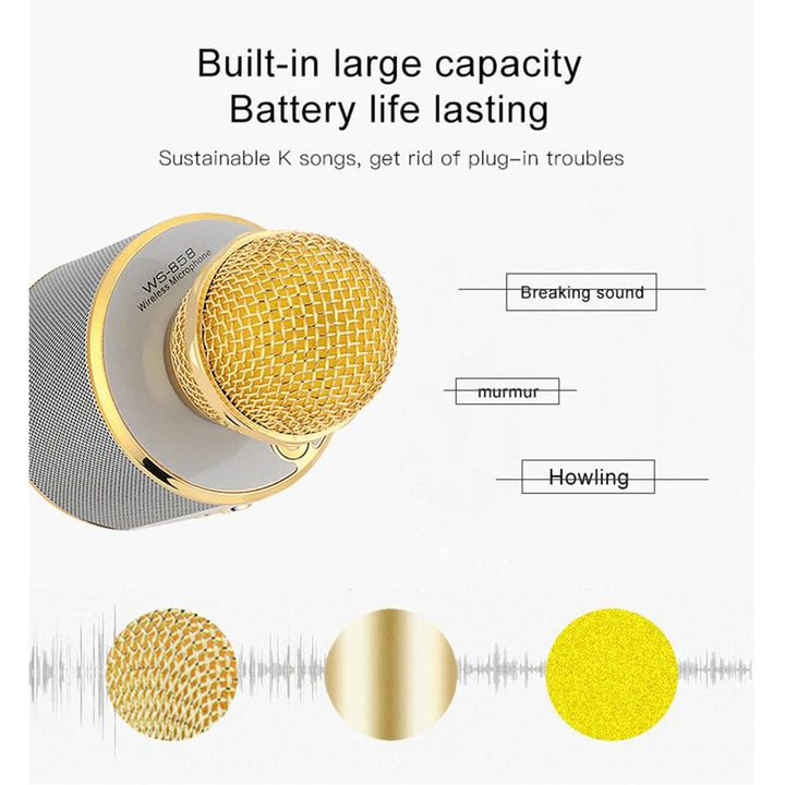 Wireless karaoke speaker & microphone. Unisex design, Bluetooth connectivity, enhanced bass for party entertainment.