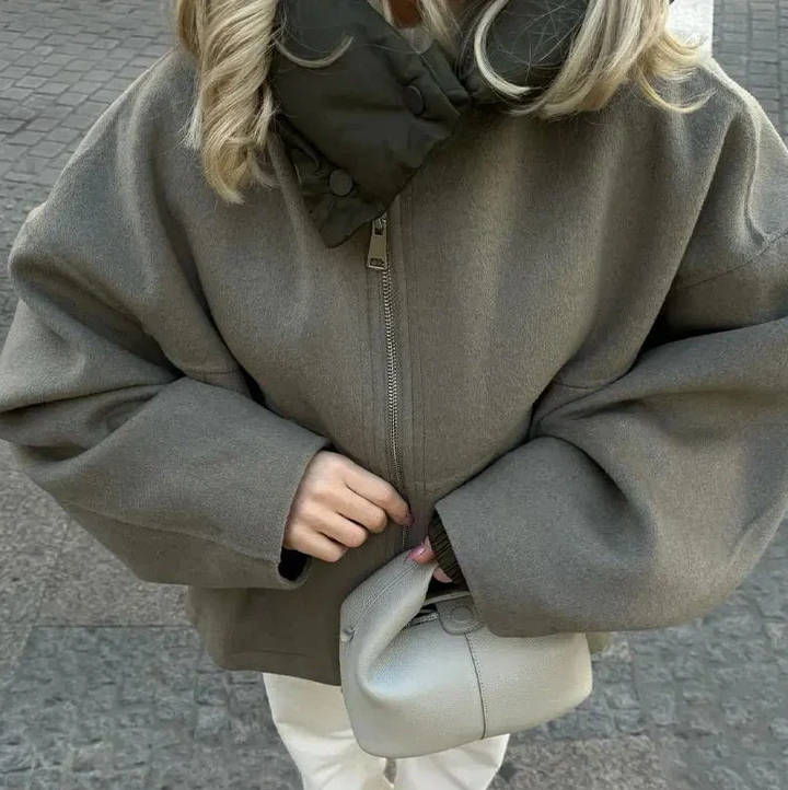 Karina | Women's Oversized Hooded Long Coat - Khaki - Image 5