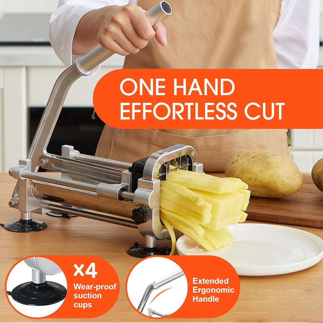 Home kitchen chip maker, creating uniform vegetable fries and healthy snacks for easy family food prep and healthy eating.