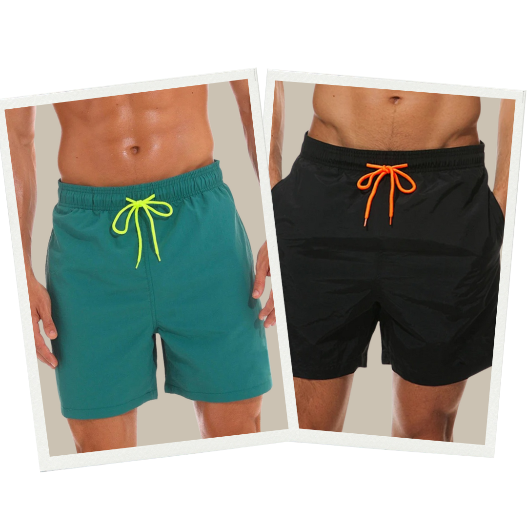 Premium men's quick-dry swim shorts, offering stylish comfort for any summer adventure or vacation.