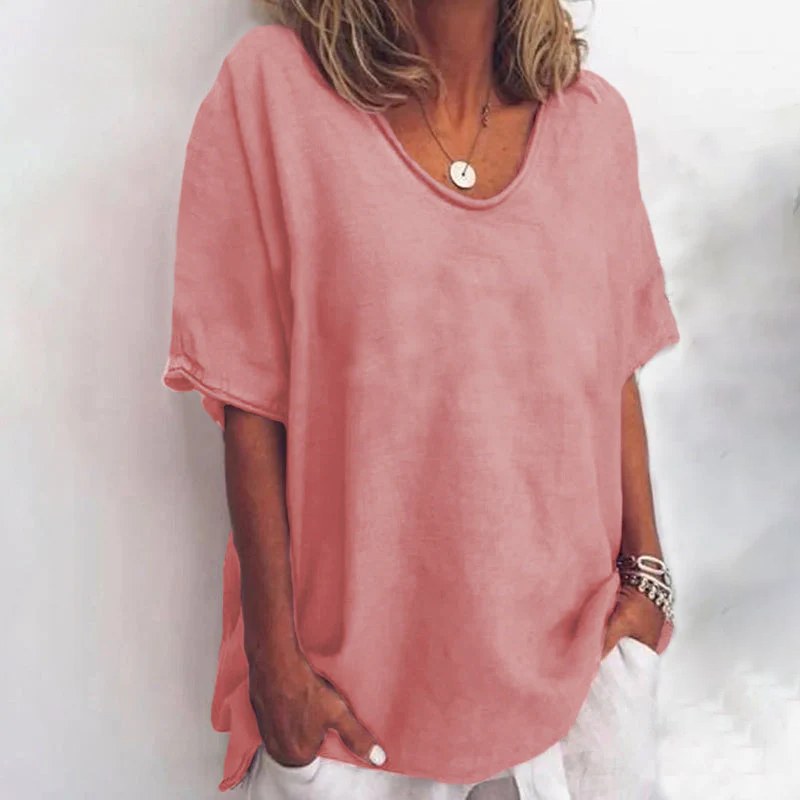 Women's comfortable loose fit summer blouse, breathable everyday casual top for relaxed style.