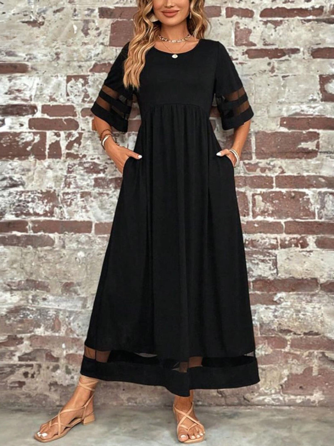 Chic women's occasionwear midi dress. Tummy control and flattering fit for evening events or summer gatherings.