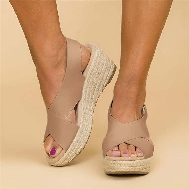 Women's Cross Strap Espadrille Wedge Sandals