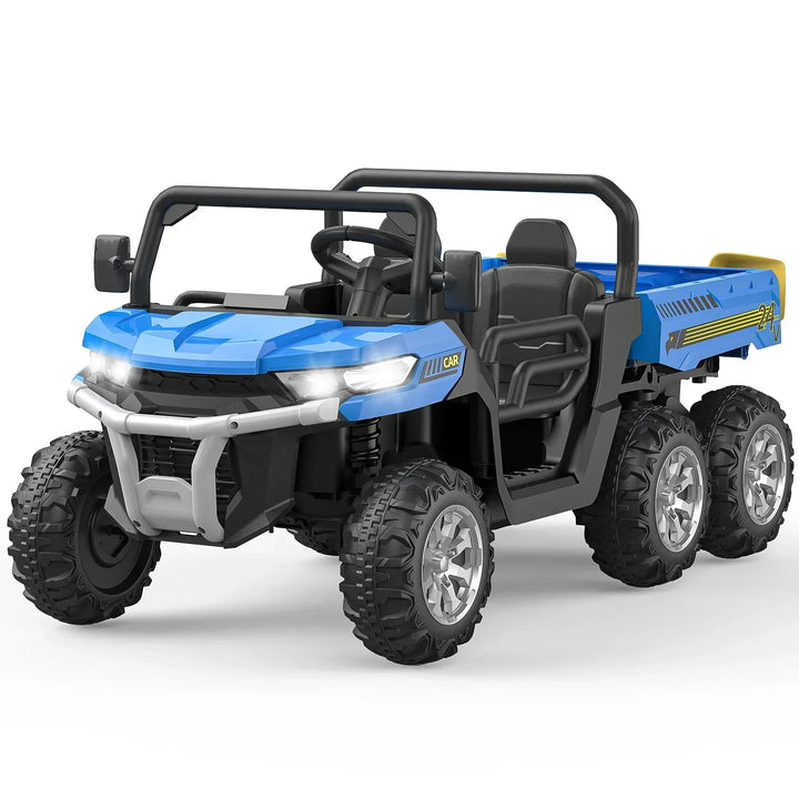 Kids' 24V two-seater electric ride-on truck with remote control for outdoor adventure play.