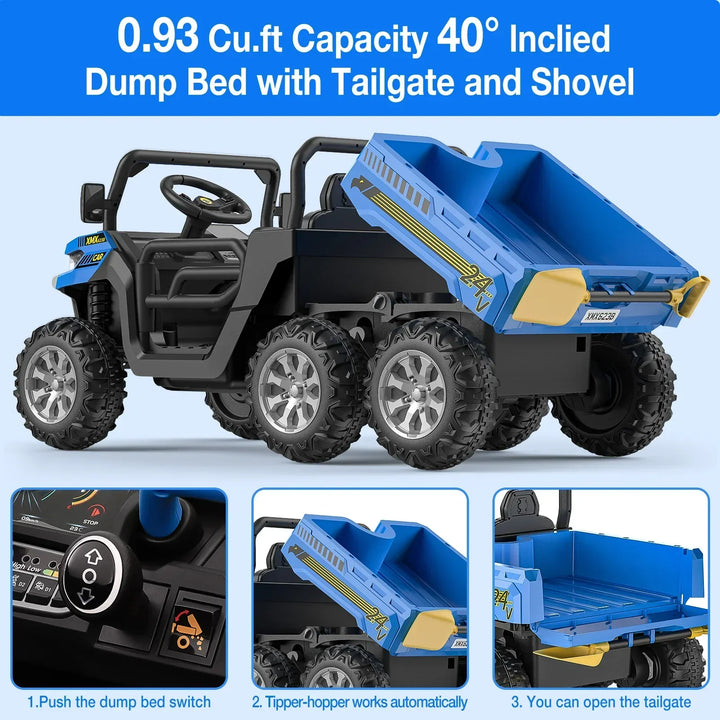 Adventure-ready 24V two-seater ride-on truck for kids. Remote controlled electric toy for exciting outdoor fun.
