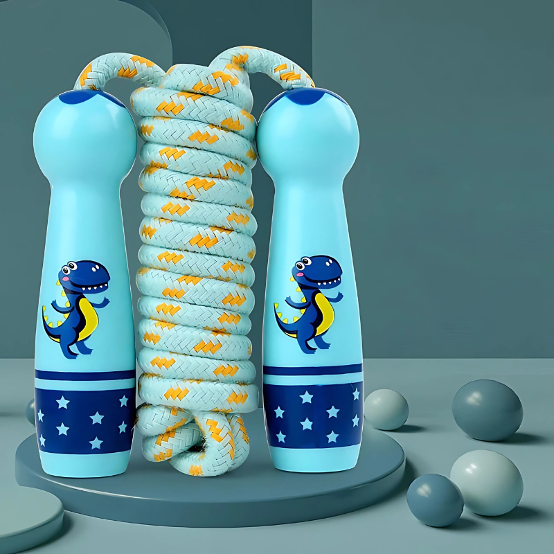Kids' adjustable skipping rope for active play & fitness, enhancing coordination skills.
