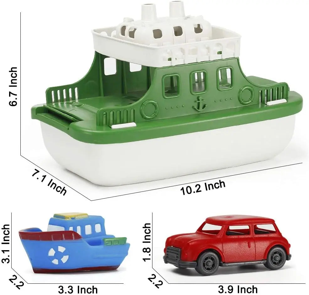 Engaging kids' bath toy set with boats & a ferry for imaginative water play and bath time fun.