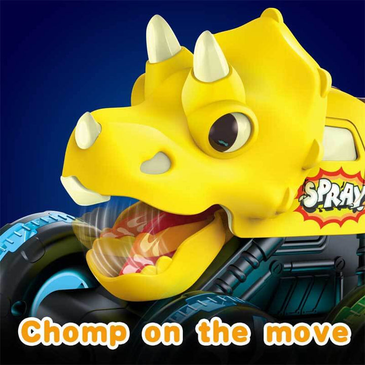 Exciting push-and-go dinosaur monster truck for kids, featuring cool light-up LED wheels.