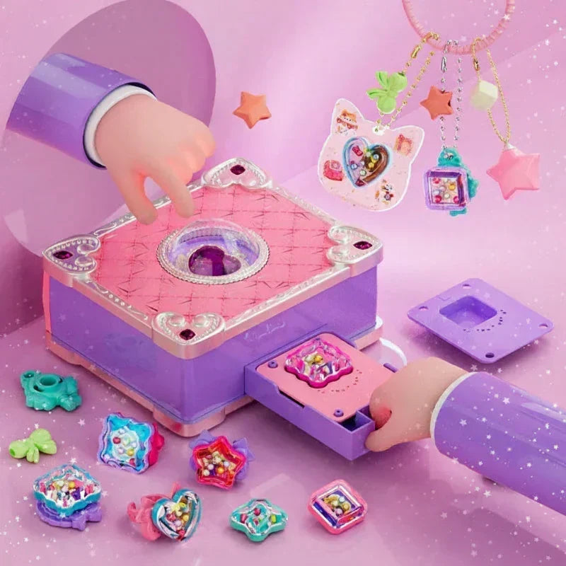 Kids' 3D sticker & jewelry making craft kit for creative play, developing motor skills.