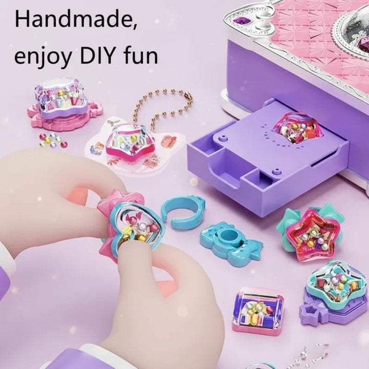 Children's jewelry making kit with beads & charms, an educational toy for developing fine motor skills.