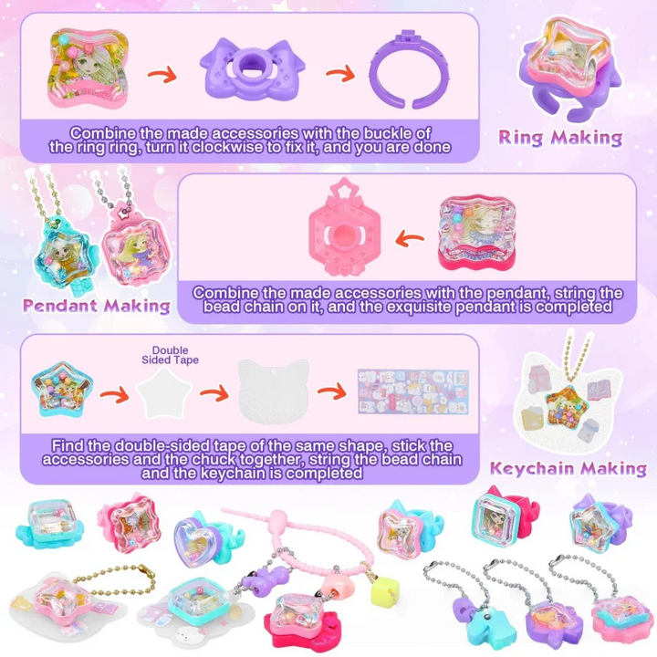 Perfect gift for kids: a comprehensive DIY craft kit for making 3D stickers and personalized jewelry.