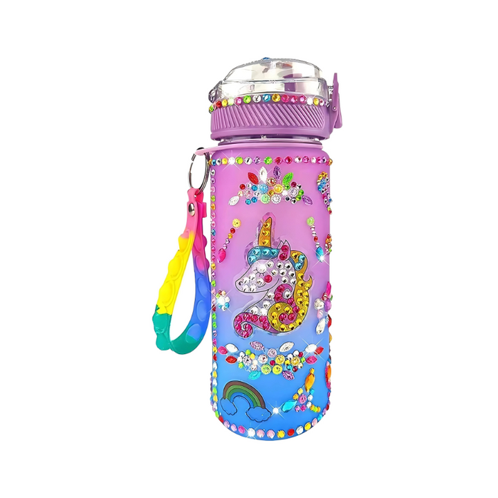 Kids' DIY glow-in-the-dark water bottle craft kit, perfect for creative art projects & personalized hydration.