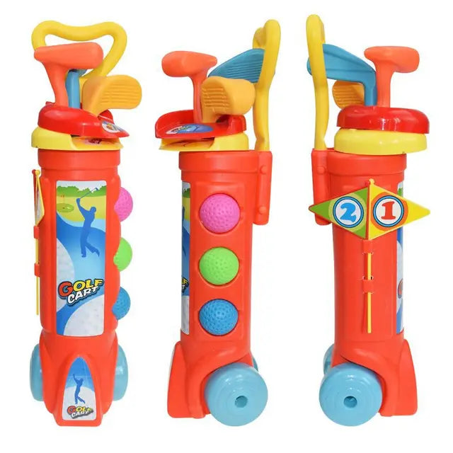 Beginner golf set for children, promoting coordination and motor skills development.