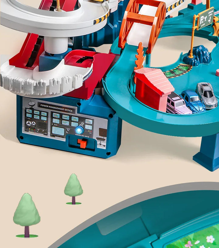 Vibrant interactive car and railway track set for toddlers and kids, ensuring hours of imaginative play.