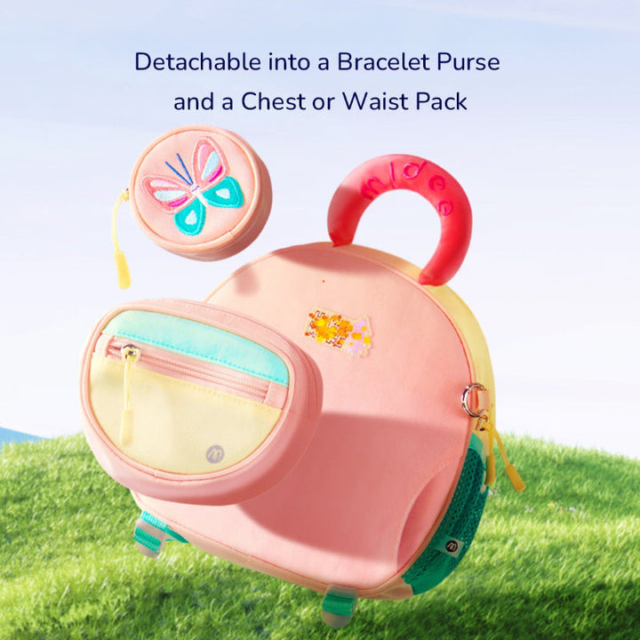 Pink lightweight school backpack for girls, includes water bottle holder & ample storage.
