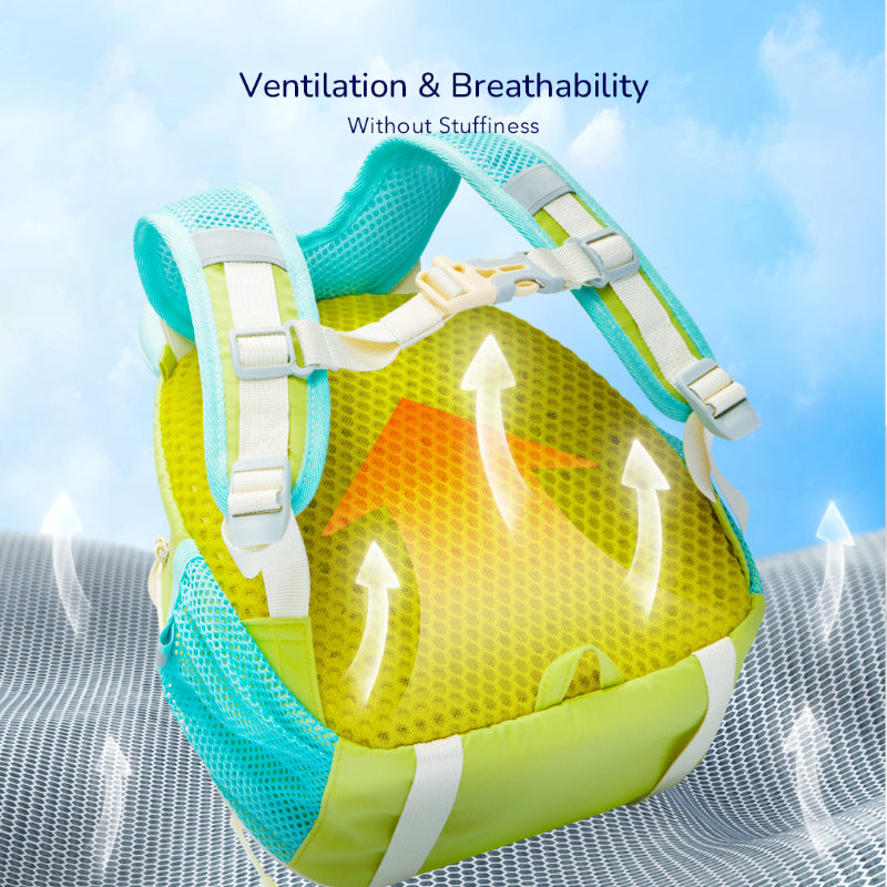 Green durable school backpack for boys, features a lightweight design & water bottle holder.