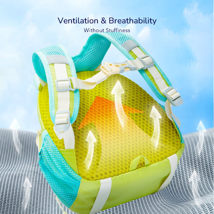 Green durable school backpack for boys, features a lightweight design & water bottle holder.