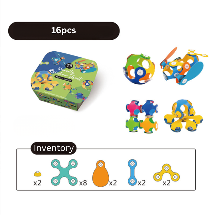 Colorful magnetic building blocks STEM toy for kids. Develops fine motor skills & creative play.